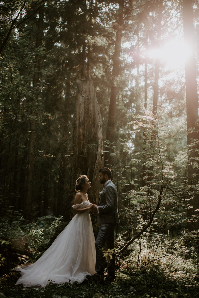 свадебная фотосессия в лесу